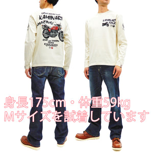 Kaminari T-Shirt Men's Classic Japanese Motorcycle Graphic Long Sleeve Tee KMLT-218 Off-White