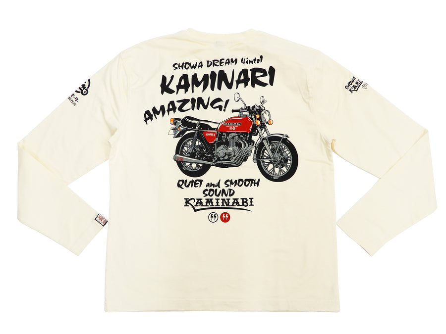 Kaminari T-Shirt Men's Classic Japanese Motorcycle Graphic Long Sleeve Tee KMLT-218 Off-White