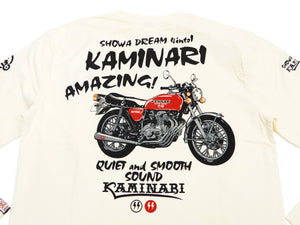 Kaminari T-Shirt Men's Classic Japanese Motorcycle Graphic Long Sleeve Tee KMLT-218 Off-White