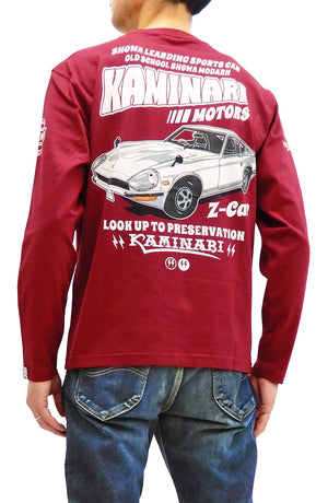 Kaminari T-Shirt Men's Classic Japanese Car Graphic Long Sleeve Tee KMLT-219 Wine-Red