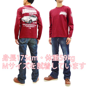Kaminari T-Shirt Men's Classic Japanese Car Graphic Long Sleeve Tee KMLT-219 Wine-Red