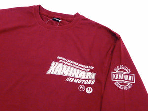 Kaminari T-Shirt Men's Classic Japanese Car Graphic Long Sleeve Tee KMLT-219 Wine-Red