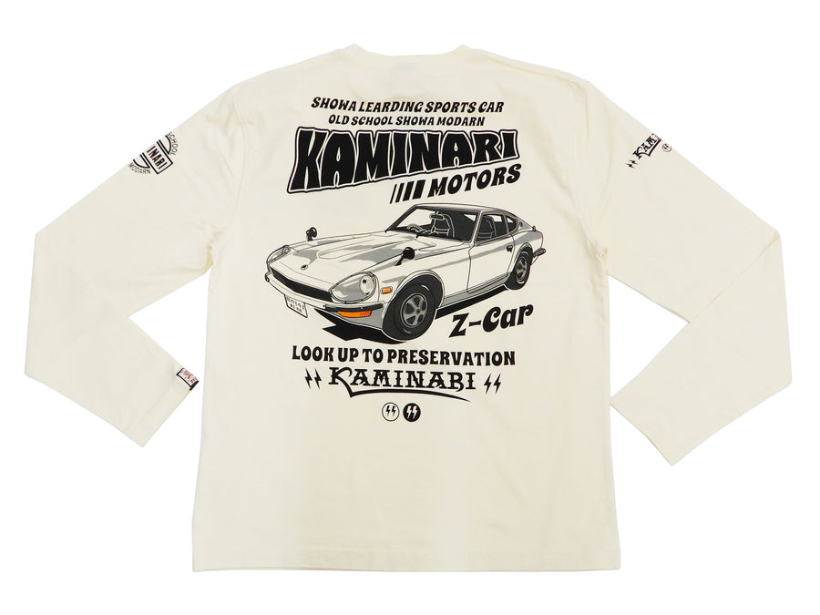 Kaminari T-Shirt Men's Classic Japanese Car Graphic Long Sleeve Tee KMLT-219 Off-White