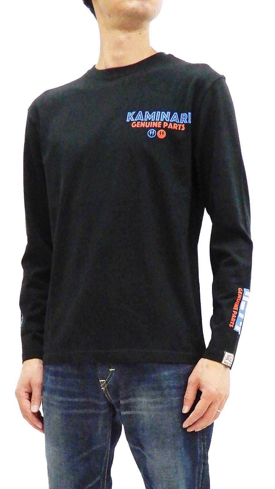 Kaminari T-Shirt Men's Classic Japanese Motorcycle Graphic Long Sleeve Tee KMLT-220 Black