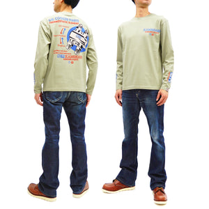 Kaminari T-Shirt Men's Classic Japanese Motorcycle Graphic Long Sleeve Tee KMLT-220 Beige