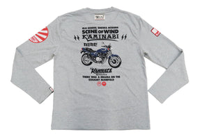 Kaminari T-Shirt Men's Classic Japanese Motorcycle Graphic Long Sleeve Tee KMLT-221 Ash-Gray