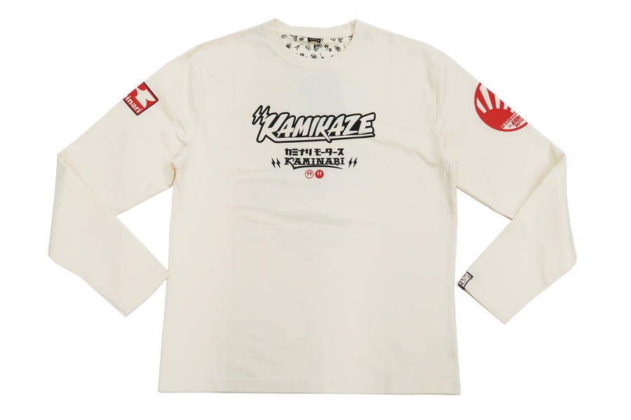 Kaminari T-Shirt Men's Classic Japanese Motorcycle Graphic Long Sleeve Tee KMLT-221 Off-White