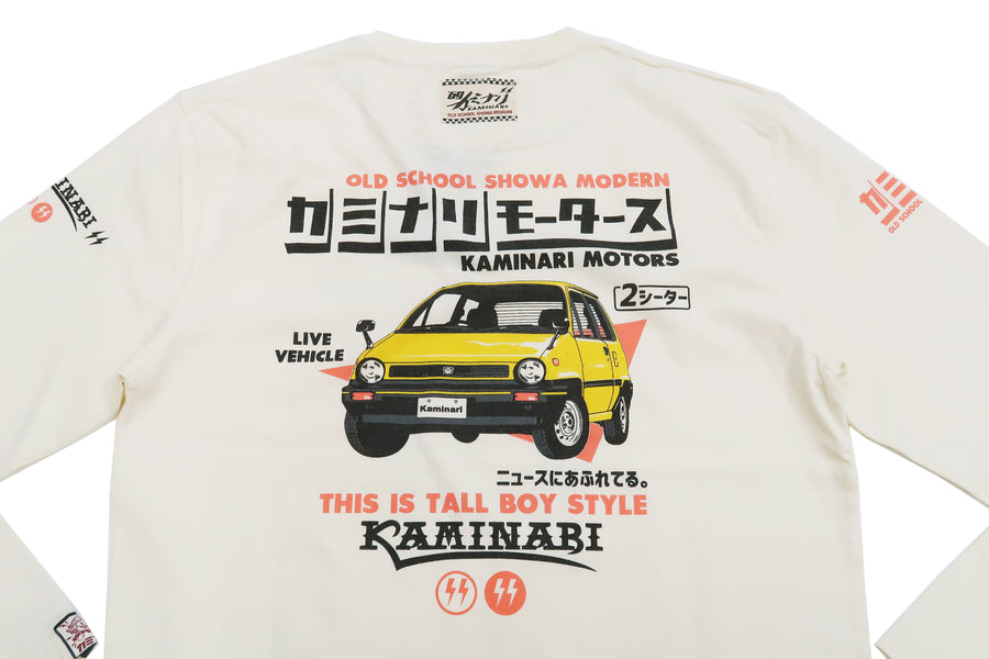 Kaminari T-Shirt Men's Classic Japanese Car Graphic Long Sleeve Tee Efu-Shokai KMLT-222 Off-White