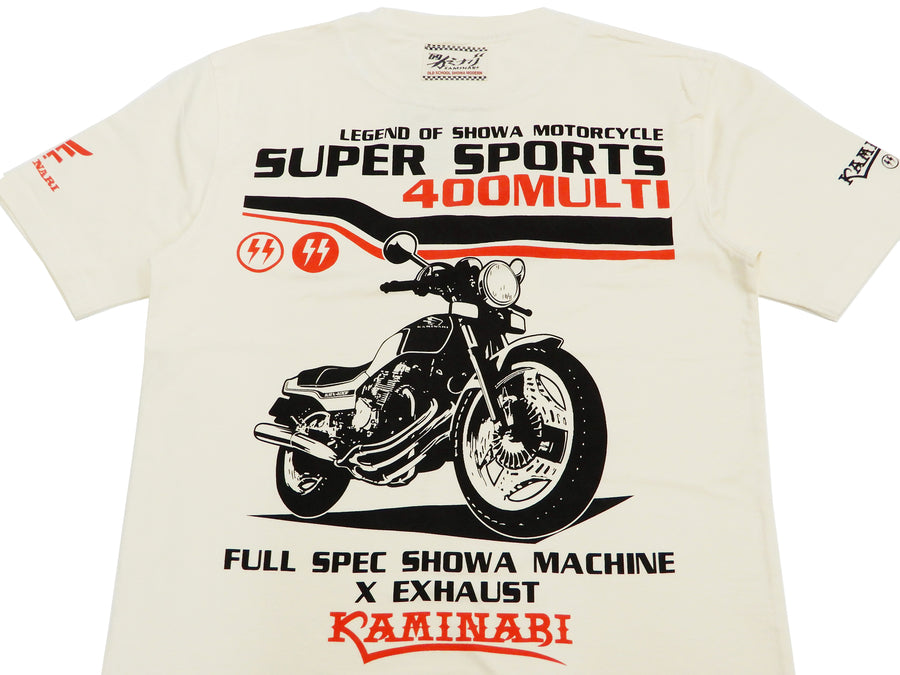 Kaminari T-Shirt Men's Classic Japanese Motorcycle Graphic Short Sleeve Tee KMT-220 Off-White