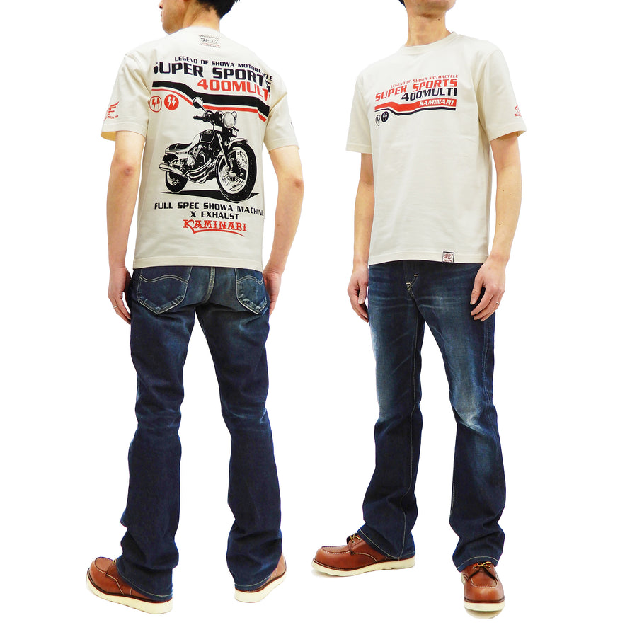 Kaminari T-Shirt Men's Classic Japanese Motorcycle Graphic Short Sleeve Tee KMT-220 Off-White