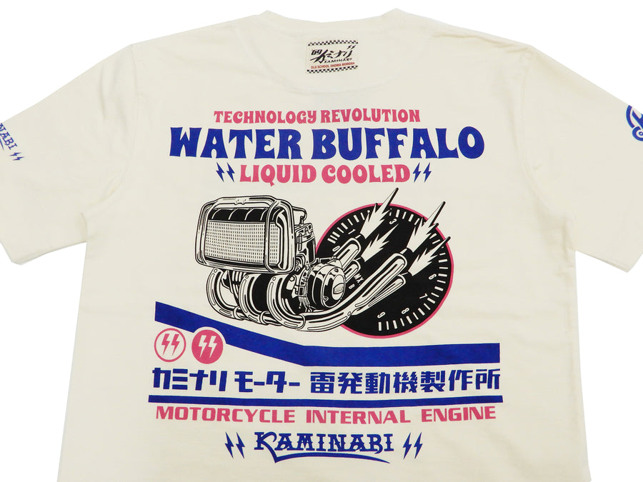 Kaminari T-Shirt Men's Classic Japanese Motorcycle Graphic Short Sleeve Tee Efu-Shokai KMT-222 Off-White