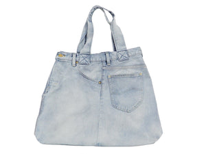 Lee Denim Tote Bag Men's Casual Denim Bag with Lee Riders Jeans Design LA047456 Pre-Faded Bleach Denim