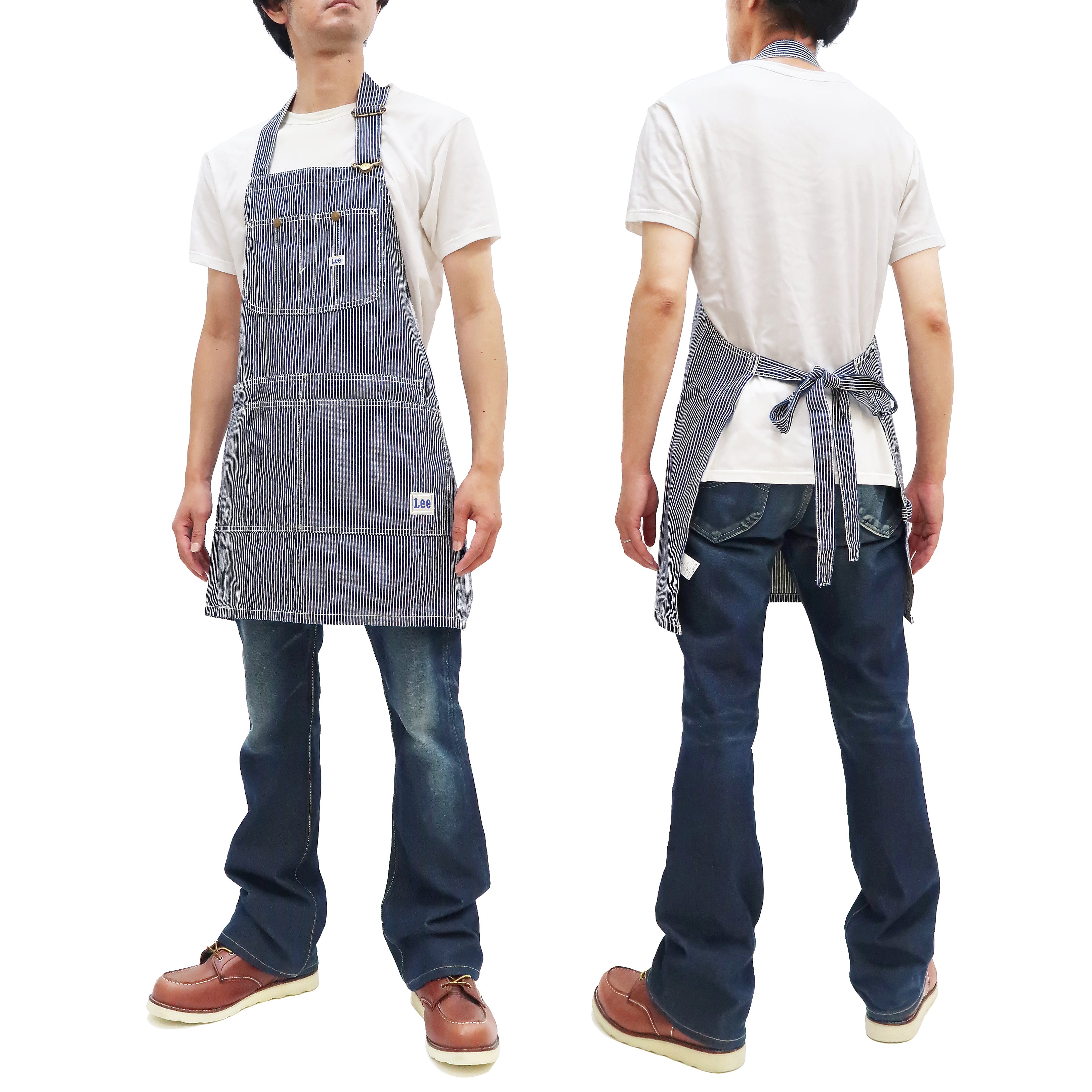 Lee Bib Apron Unisex Tablier With Multipurpose Pockets and Adjustable Neck  Strap And Back Ties LA0551 LA0551-104 Hickory Stripe Denim