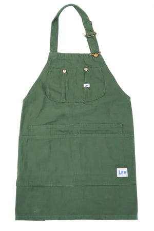 Lee Bib Apron Unisex Tablier With Multipurpose Pockets and Adjustable Neck Strap And Back Ties LA0551 LA0551-120 Green Duck Canvas
