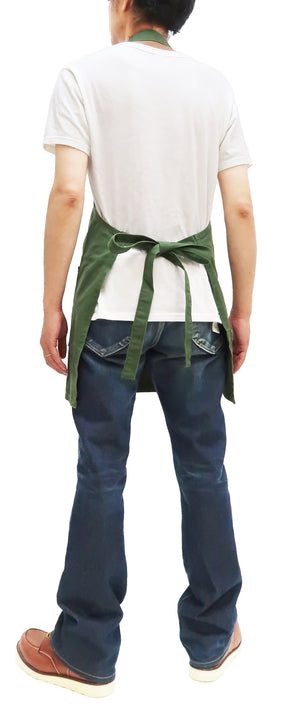 Lee Bib Apron Unisex Tablier With Multipurpose Pockets and Adjustable Neck Strap And Back Ties LA0551 LA0551-120 Green Duck Canvas