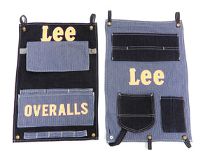 Lee Denim Wall Hanging Pockets Logo Graphic Connectable Organizer with Multipurpose Pockets LA0555-99 Deep Blue Indigo/Hickory-Stripe