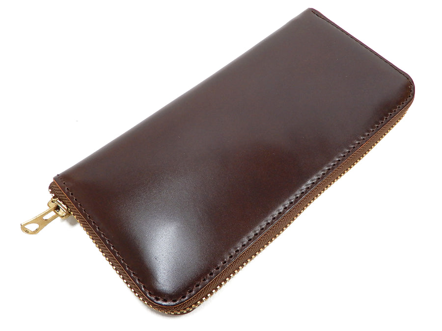 Men's Casual Leather Long Wallet Barns Outfitters Cordovan Zip Around Wallet LE-4318 Chocolate-Brown