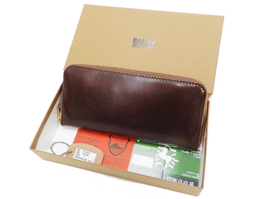 Men's Casual Leather Long Wallet Barns Outfitters Cordovan Zip Around Wallet LE-4318 Chocolate-Brown