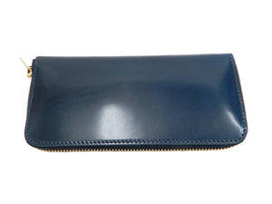 Men's Casual Leather Long Wallet Barns Outfitters Cordovan Zip Around Wallet LE-4318 Dark-Blue