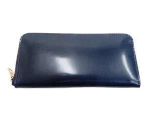 Men's Casual Leather Long Wallet Barns Outfitters Cordovan Zip Around Wallet LE-4318 Dark-Blue