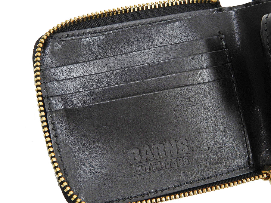 Men's Casual Leather Short Wallet Barns Outfitters Cordovan Zip Around Wallet LE-4319 Black