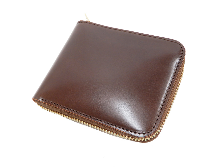 Men's Casual Leather Short Wallet Barns Outfitters Cordovan Zip Around Wallet LE-4319 Chocolate Brown