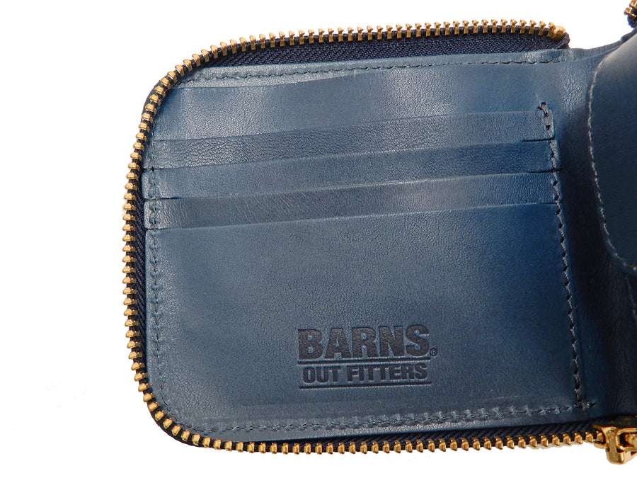 Men's Casual Leather Short Wallet Barns Outfitters Cordovan Zip Around Wallet LE-4319 Dark-Blue