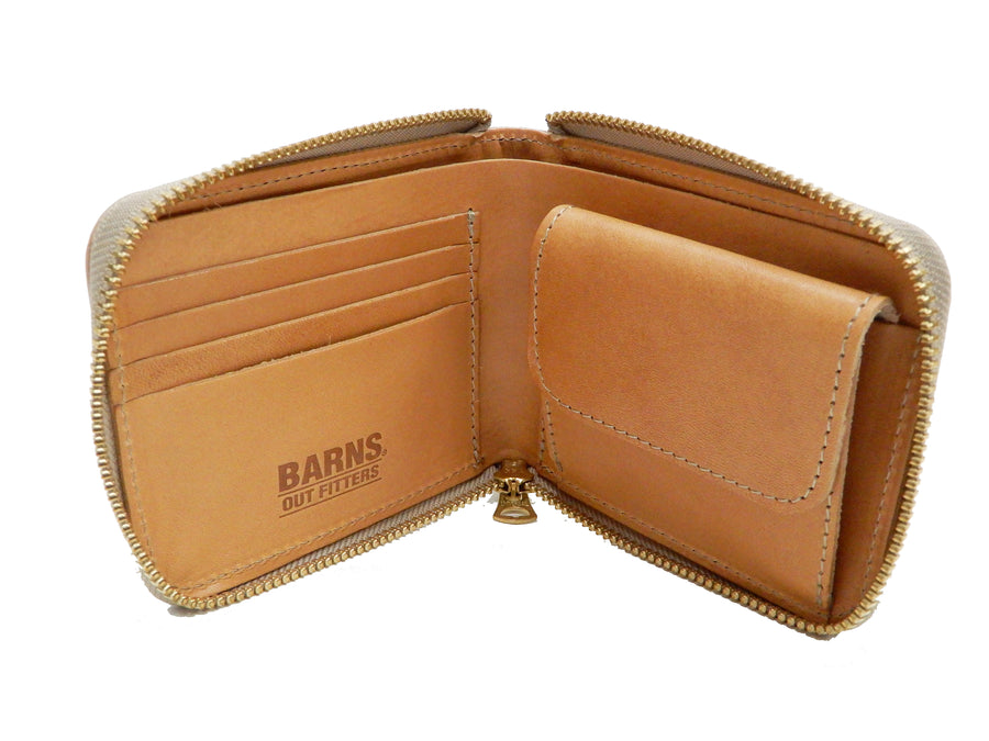 Men's Casual Leather Short Wallet Barns Outfitters Cordovan Zip Around Wallet LE-4319 Beige