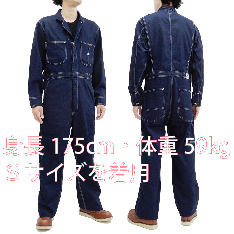 Lee Coverall Men's Reproduction of Union-All Long Sleeve Unlined Coveralls LM7213 LM7213-100 Rince Deep Blue Indigo Denim