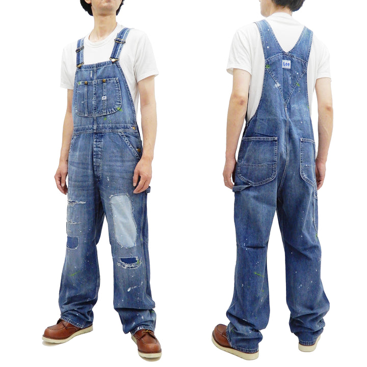 Lee Overalls Men's Ripped Patched Painted Distressed Denim Bib 