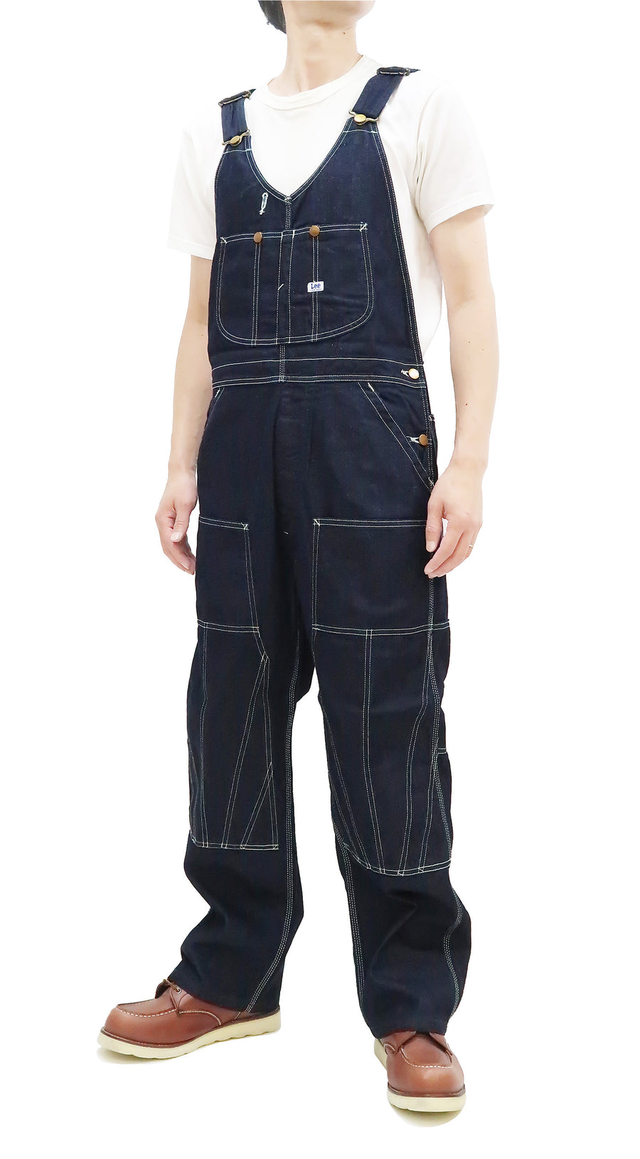 Lee Overalls Men's Casual Fashion Double Knee Denim Bib Overall High-Back LM8605 LM8605-100