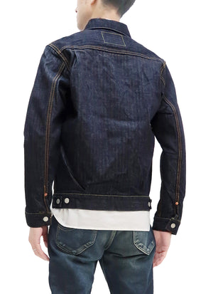 Momotaro Jeans Jacket Men's Modern Indigo Herringbone Denim Trucker Jacket MJK0010M23R Indigo