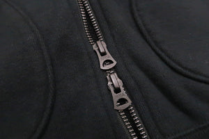 Momotaro Jeans Hoodie Men's High Neck 2-way Zip-Up Hooded Sweatshirt with GTB Stripe MKN1010M23 Black