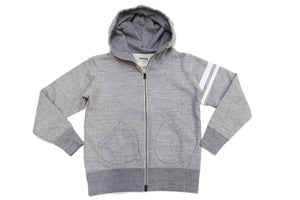 Momotaro Jeans Hoodie Men's High Neck 2-way Zip-Up Hooded Sweatshirt with GTB Stripe MKN1010M23 Heather-Gray