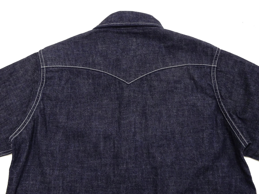 Momotaro Jeans Western Denim Shirt Men's Plain Long Sleeve Button Up Shirt MLS0010M31 Deep Blue Indigo