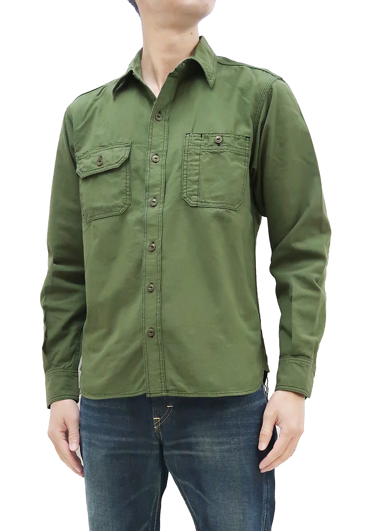 Pista Green Double Pocket denim shirt for mens – Albatross Clothing