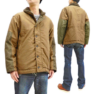Moduct Jacket Men's Military N-1 Deck Jacket Style Cotton Puffer Jacket Toyo Enterprises MO14879 Khaki