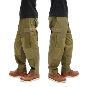 Moduct Cargo Pants Men's Military Style Color Block Elastic Waist Loose Taper Fit Trouser MO42222 Olive-Drab