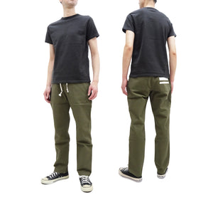 Momotaro Jeans Pants Men's Casual Dobby Fabric Relaxed-Tapered Easy Pants with Elastic Drawstring Waistt MPT1010M31 Olive