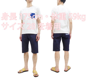 Momotaro Jeans Indigo Dobby Shorts Men's Knee Length Short Pants with Painted GTB Stripe MSP1010M31