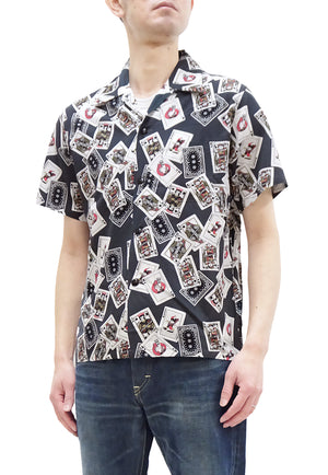 Momotaro Jeans Shirt Men's Short Sleeve Japanese Aloha Shirt Hawaiian Shirt MSS1010M31 Black