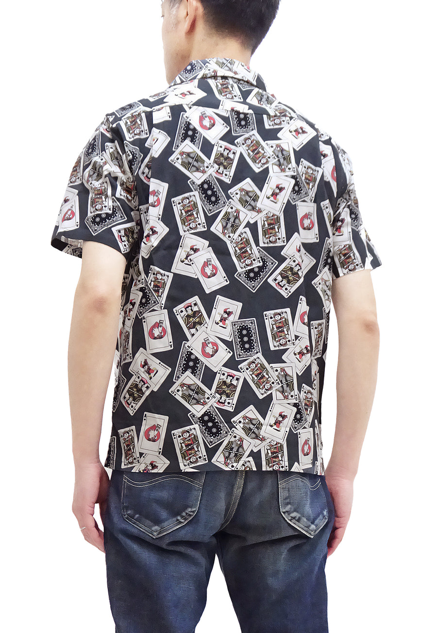 Momotaro Jeans Shirt Men's Short Sleeve Japanese Aloha Shirt Hawaiian Shirt MSS1010M31 Black
