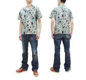 Momotaro Jeans Shirt Men's Short Sleeve Japanese Aloha Shirt Hawaiian Shirt MSS1010M31 Green