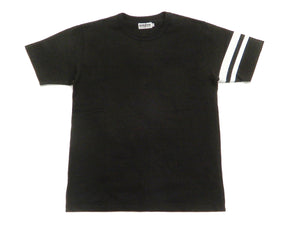 Momotaro Jeans T-shirt Men's Short Sleeve Tee with GTB Stripes on Left Arm MT002 Black