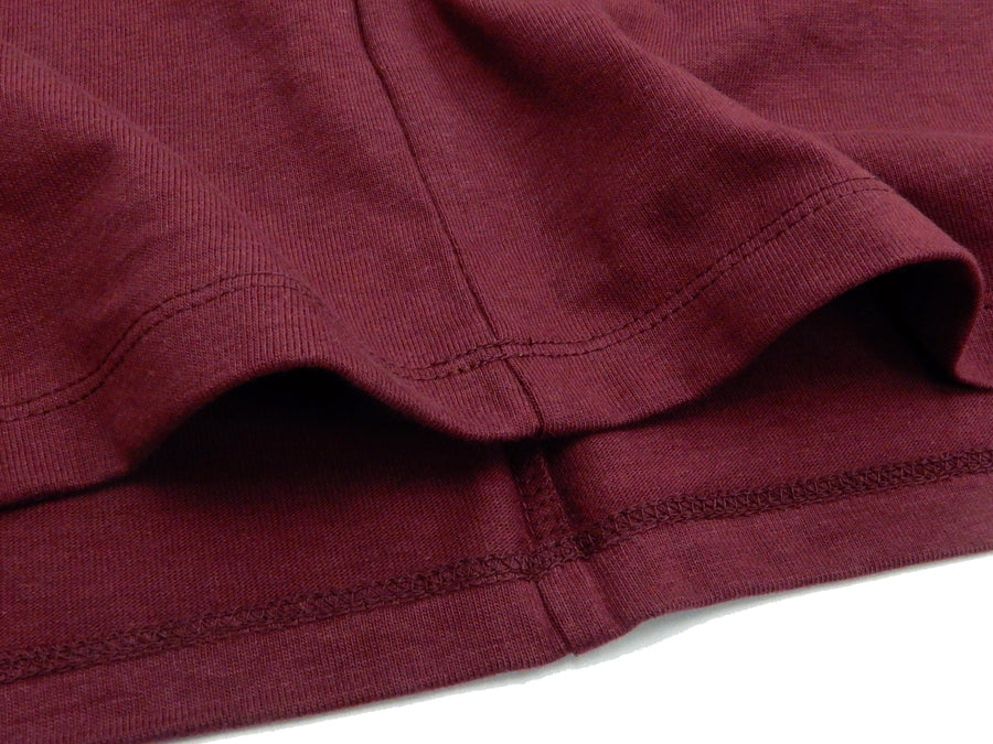 Momotaro Jeans T-shirt Men's Short Sleeve Tee with GTB Stripes on Left Arm MT002 Burgundy