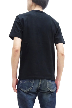 Momotaro Jeans Pocket T-shirt Men's Short Sleeve Tee Shirt with GTB Striped Denim Pocket MT003 Black
