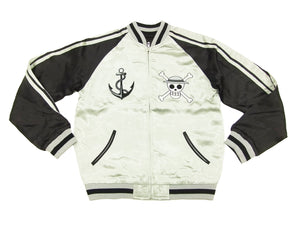 Hanatabi Gakudan Men's Japanese Souvenir Jacket Japanese ONE PIECE Sukajan Script OPSJ-001 Silver
