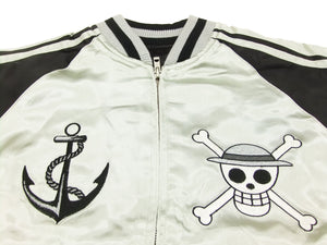Hanatabi Gakudan Men's Japanese Souvenir Jacket Japanese ONE PIECE Sukajan Script OPSJ-001 Silver