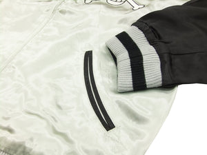 Hanatabi Gakudan Men's Japanese Souvenir Jacket Japanese ONE PIECE Sukajan Script OPSJ-001 Silver