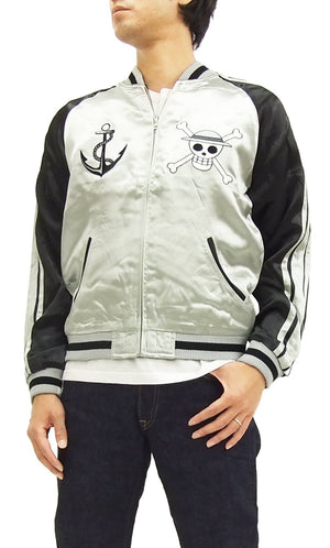 Hanatabi Gakudan Men's Japanese Souvenir Jacket Japanese ONE PIECE Sukajan Script OPSJ-001 Silver